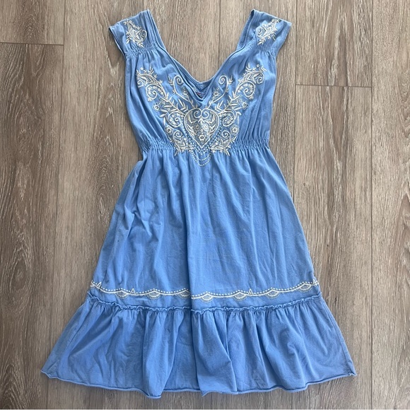 Johnny Was Light Blue Embroidered Julien Tier Dress NWT - Picture 10 of 10